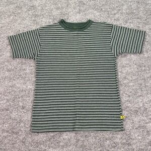 Vintage 90s Skidz T Shirt‎ Youth Medium Green Striped Knit Surfwear Skater USA
